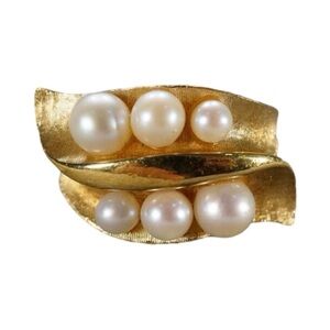 Vendome Vintage 12k Gold Genuine 6 Pearl Statement Ring